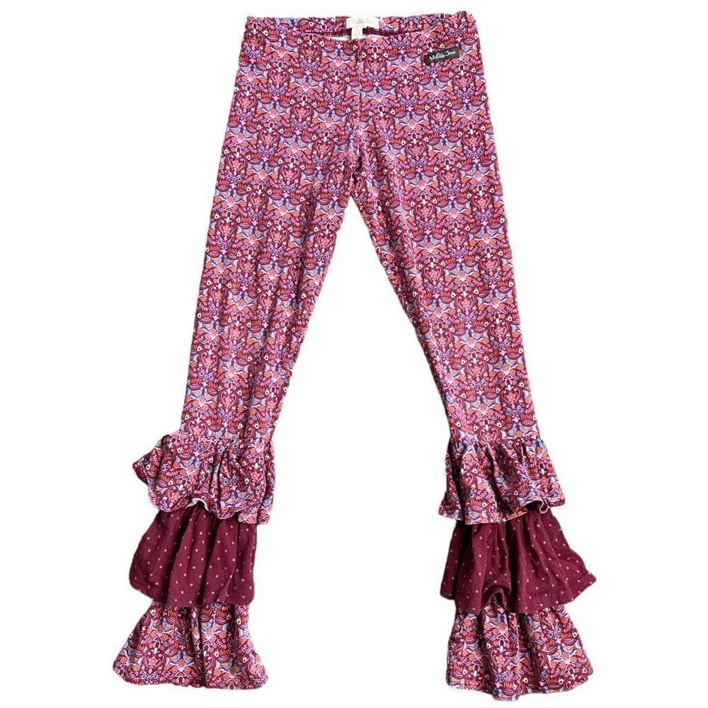 Matilda Jane Eliza Bennys Friends Forever Maroon Ruffled Leggings Girl’s 10